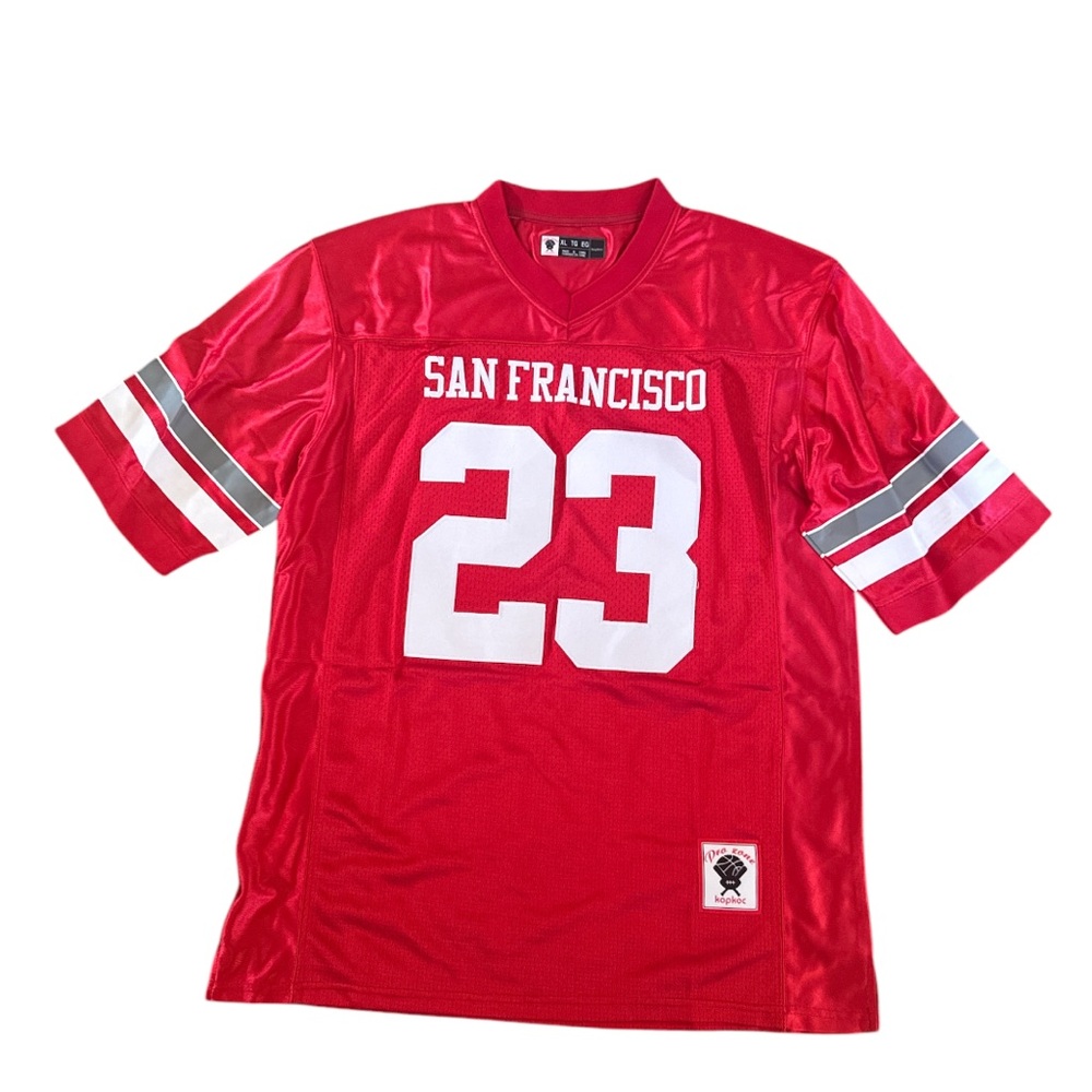 NFL SF 49ers Men’s Jersey Christian "McCaffrey" #23 NWO + XLRG T-Shirt
